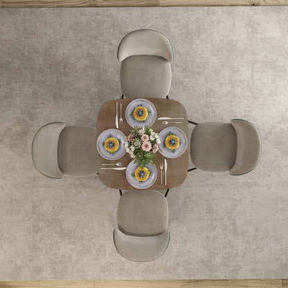 Dining Table for 4 People - Modern Kitchen Table with Wood-Effect Top, 27.6" x 27.6", Dark Brown