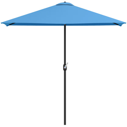 8ft Half Round Umbrella Outdoor Balcony Parasol Patio Garden Outdoor Window Sun Shade w/ 5 Ribs