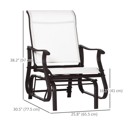 Outdoor Glider Chair, Patio Glider with Steel Frame and Mesh Fabric, Outdoor Patio Chair for Backyard, Garden and Porch, Cream White