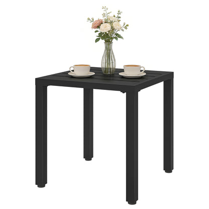 Metal Outdoor Side Table, 45.5 cm Square Patio Side Table, Small Accent Table for Garden, Poolside, Black
