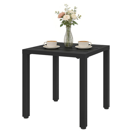 Metal Outdoor Side Table, 45.5 cm Square Patio Side Table, Small Accent Table for Garden, Poolside, Black