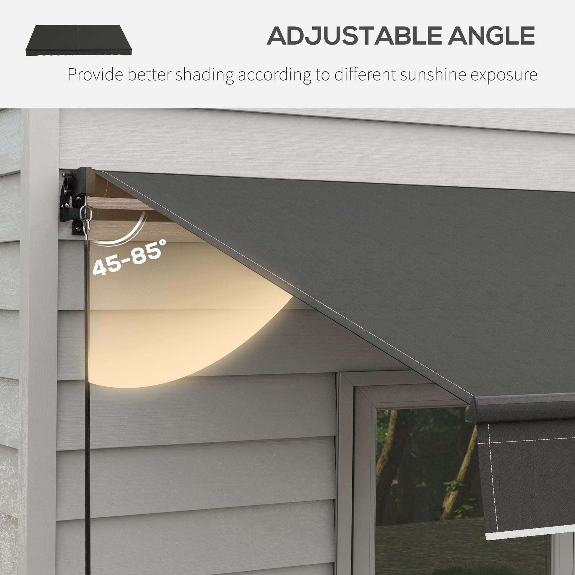 12' x 10' Retractable Awning, 280gsm UV Resistant Sunshade Shelter, for Deck, Balcony, Yard, Black