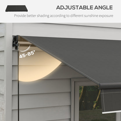 12' x 10' Retractable Awning, 280gsm UV Resistant Sunshade Shelter, for Deck, Balcony, Yard, Black