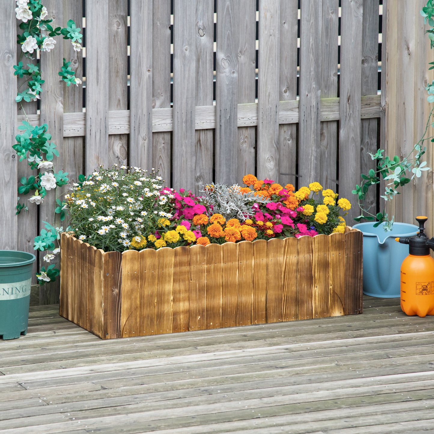 40" x 16" x 12" Wooden Raised Garden Bed, Raised Planter Box, Planter Raised Bed with Drainage Holes, Natural