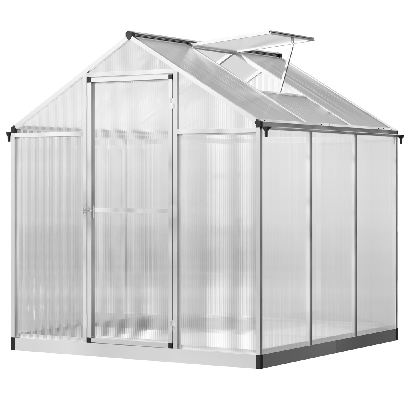 6' x 6' x 6.4' Walk-in Garden Greenhouse Polycarbonate Panels Plants Flower Growth Shed Cold Frame Outdoor Portable Warm House