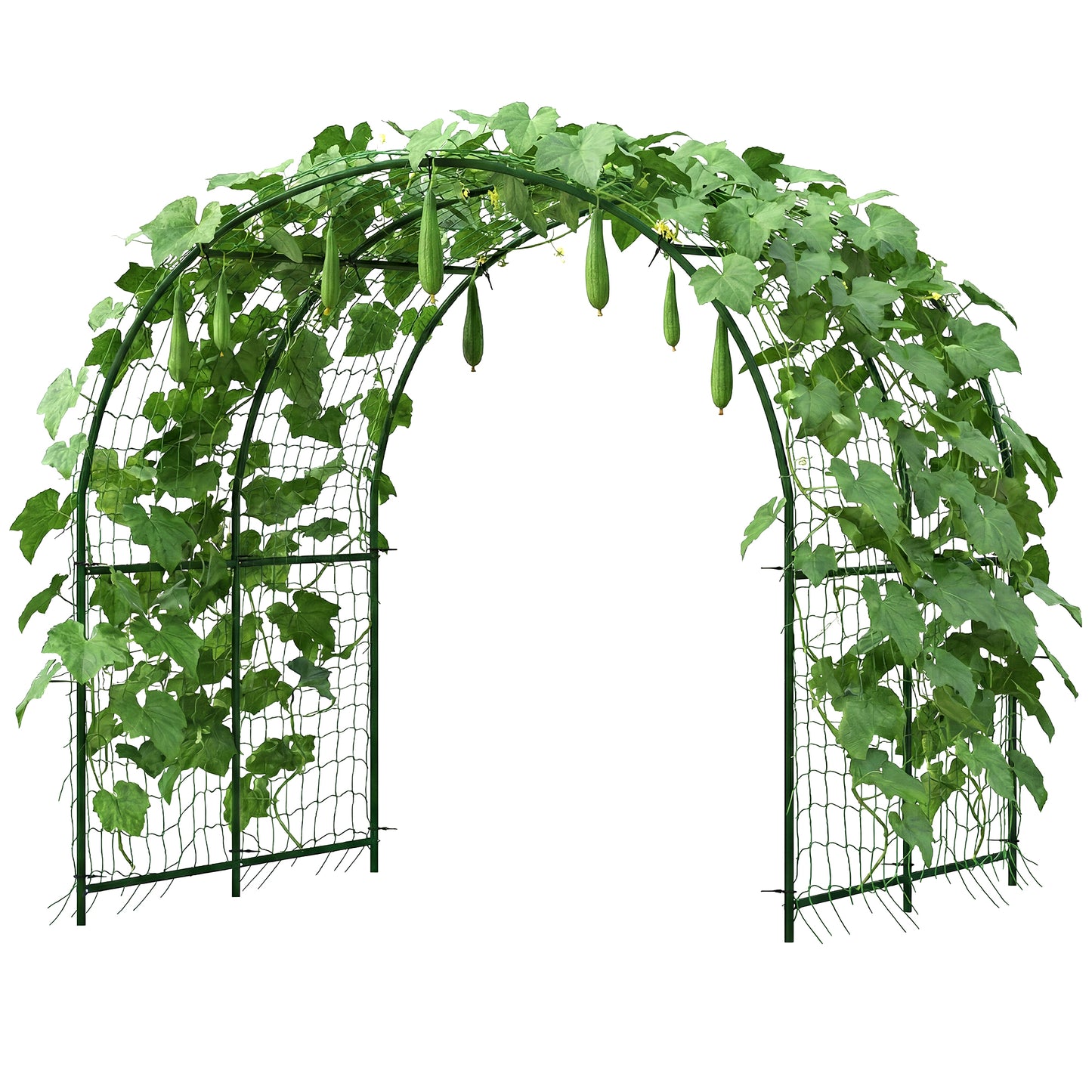 Garden Arch Trellis for Climbing Plants Outdoor, 7.1FT Tall Cucumber Trellis with Climbing Net for Backyard, Lawn