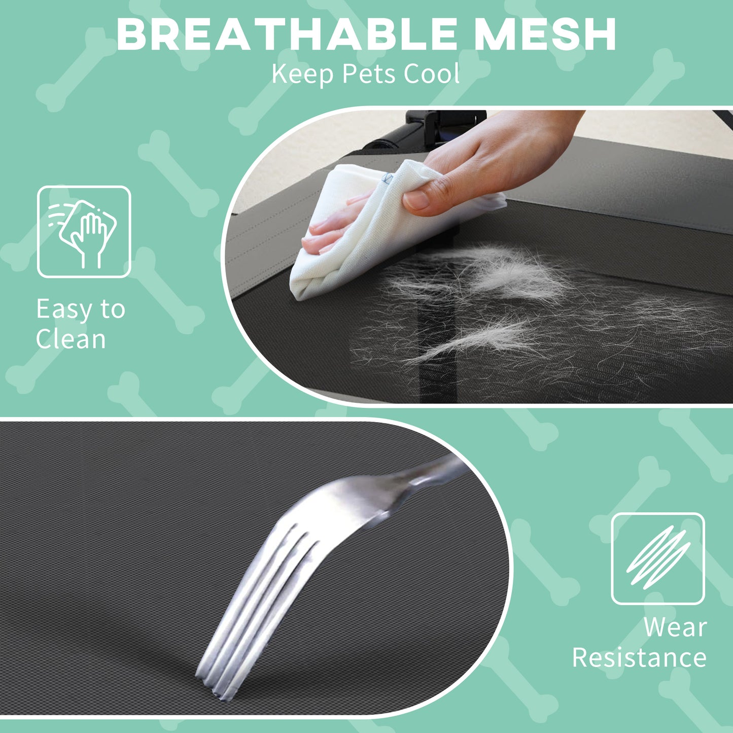 Raised Dog Bed Cooling Dog Cot w/ Canopy Washable Breathable Mesh, for Small and Medium Dogs, Light Grey