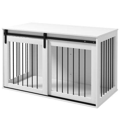 46.5" Dog Crate Furniture, Dog Crate End Side Table for Extra Large Dogs, White