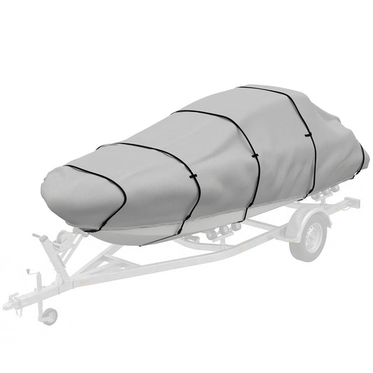 20-21 Ft Trailer Boat Cover, 3000mm Waterproof Universal Boat Cover with Quick-Fasten Buckles, Light Grey