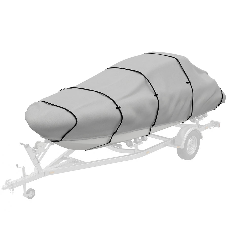 20-21 Ft Trailer Boat Cover, 3000mm Waterproof Universal Boat Cover with Quick-Fasten Buckles, Light Grey