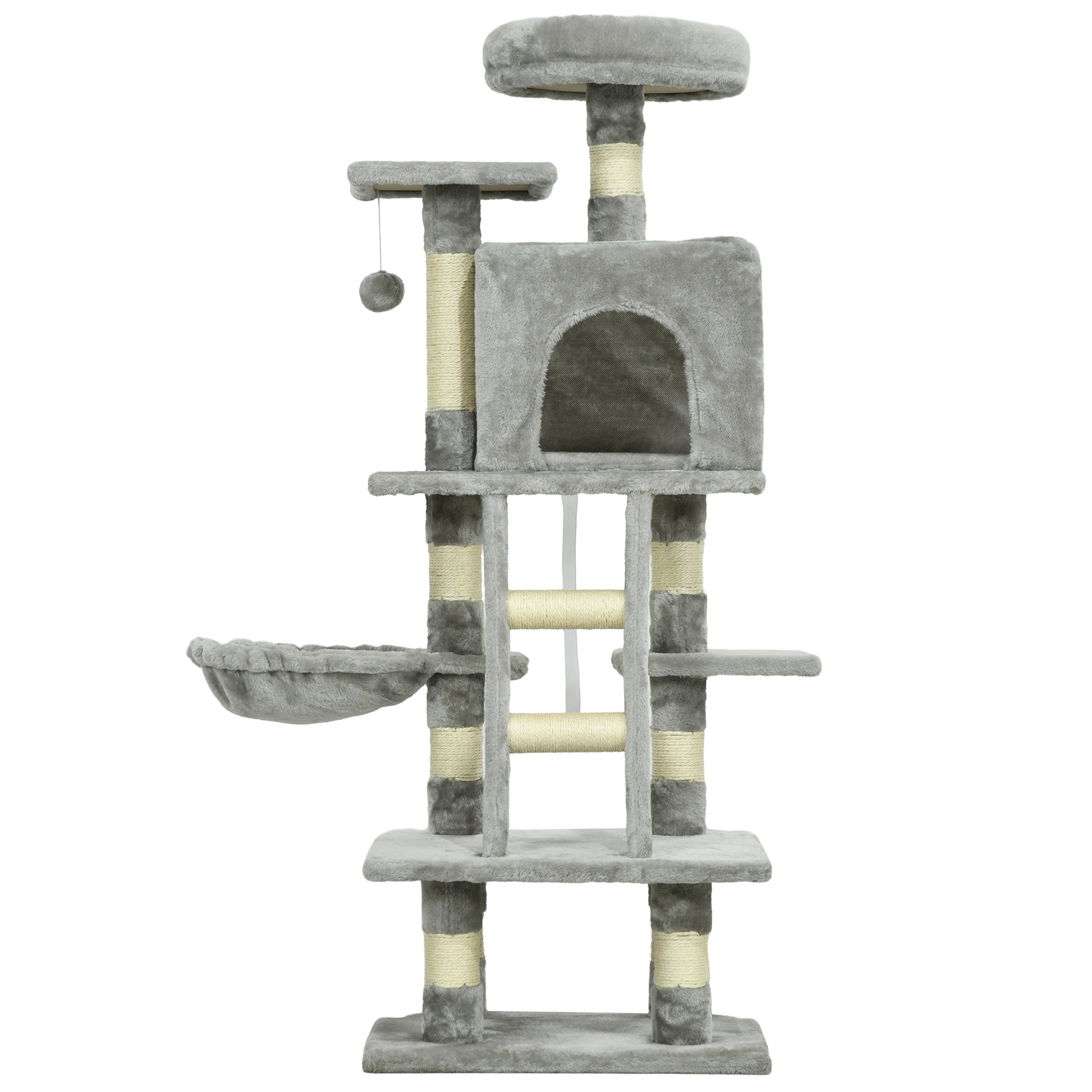 52 Inch Large Cat Tree for Indoor Cats, Light Grey