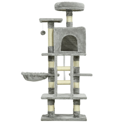 52 Inch Large Cat Tree for Indoor Cats, Light Grey
