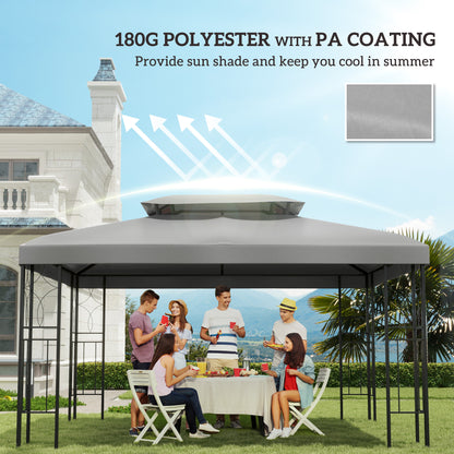 13' x 10' Gazebo Replacement Canopy 2 Tier Top UV Cover Pavilion Garden Patio Outdoor, Light Grey (TOP ONLY)