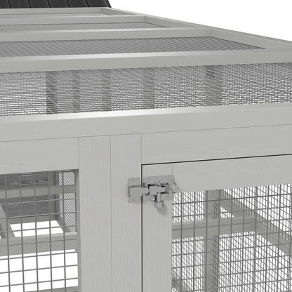 142" Outdoor Wooden Chicken Coop with Run, Ramps, Perches, Storage, Combinable Design for 6 - 10 Chickens, Grey