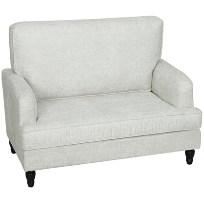 Modern Accent Chair, Leathaire Armchair with Turned Legs and Wide Seat, Single Sofa for Bedroom, Living Room, Cream White