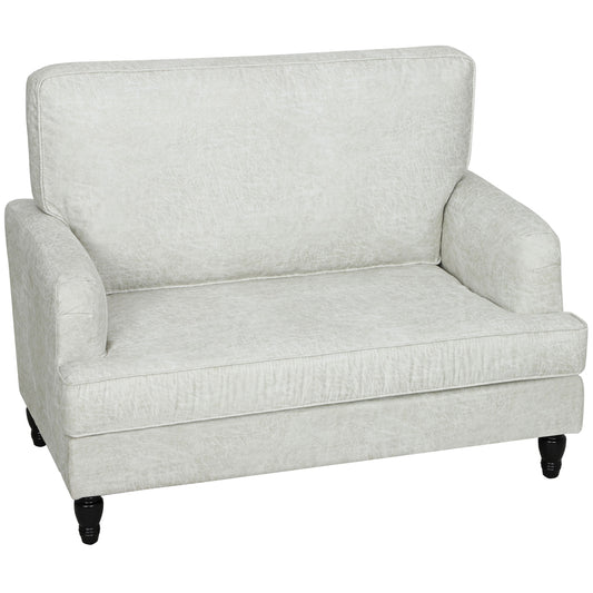 Modern Accent Chair, Leathaire Armchair with Turned Legs and Wide Seat, Single Sofa for Bedroom, Living Room, Cream White