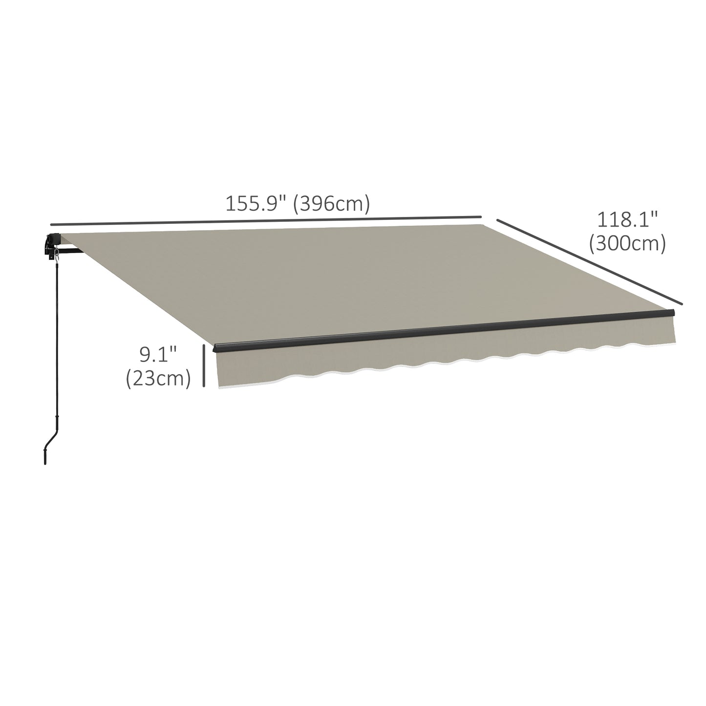 13' x 10' Retractable Awning, UV 30+ Resistant Sunshade Shelter with Adjustable Angle from 45-85°, Light Grey
