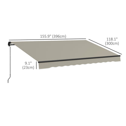 13' x 10' Retractable Awning, UV 30+ Resistant Sunshade Shelter with Adjustable Angle from 45-85°, Light Grey
