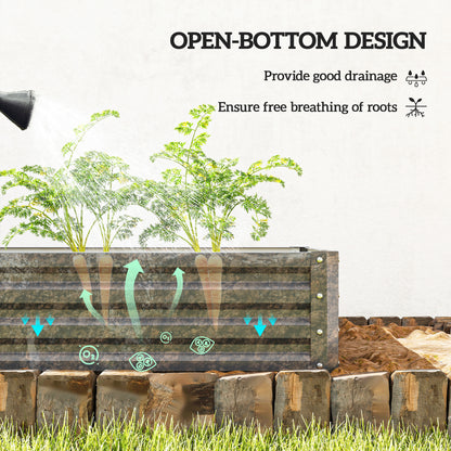 4' x 4' x 1' Raised Garden Bed Galvanized Steel Planter Box for Vegetables, Flowers, Herbs, Light Grey
