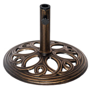25lbs Cast Iron Round Patio Umbrella Base Stand, Umbrella Holder for Outdoor, Patio, Garden, Deck and Beach, Fit Dia. 1.5", 2" Pole, Bronze