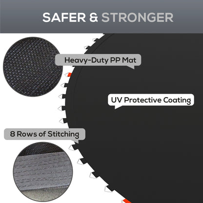 Soozier Trampoline Replacement Mat, Fits 14' Trampoline w/ 80 V-Hooks & 5.5" Springs (Spring & Frame not Included), Black