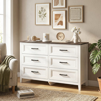 Wide Dresser for Bedroom with 6 Drawers Storage Chest of Drawers for Living Room, Closet, Laundry, Entryway
