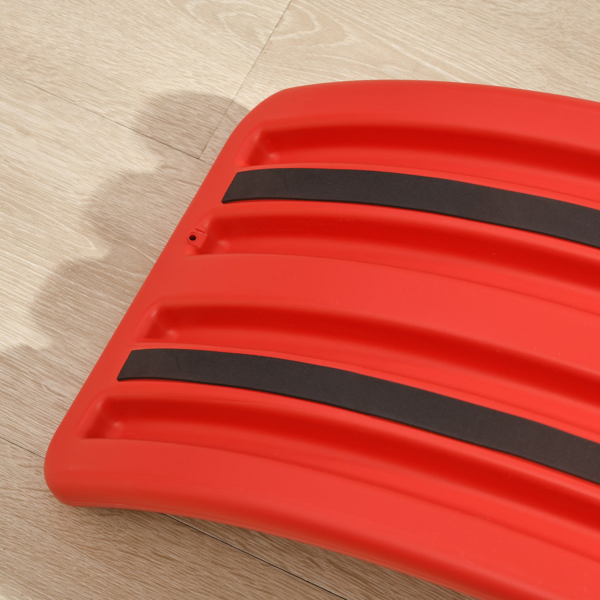 Qaba 32.3" Balance Board, Wobble Board Kids Curvy Rocker Board, Ended Preschool Learning Montessori Waldorf Toy, Red
