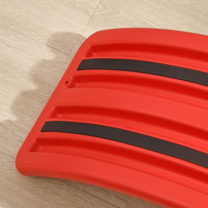 Qaba 32.3" Balance Board, Wobble Board Kids Curvy Rocker Board, Ended Preschool Learning Montessori Waldorf Toy, Red