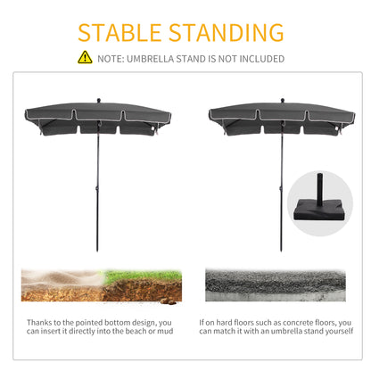 6.5x4ft Rectangle Patio Umbrella Aluminum Tilt Adjustable Garden Parasol Sun Shade Outdoor Canopy Grey