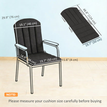 Set of 2 Patio Chair Cushions, High Back Adirondack Chair Cushion with Ties, High-Density Foam, Black