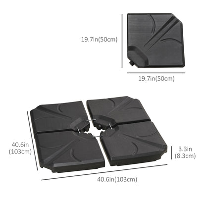 4 Piece Umbrella Base Stand Cantilever Offset Patio Umbrella Weight Plates w/ U Locking, 123 lb Capacity Water or 158 lb Capacity Sand, Black