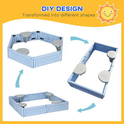 Kids Outdoor Sandbox with Canopy, Bottom Fabric Liner, Light Blue
