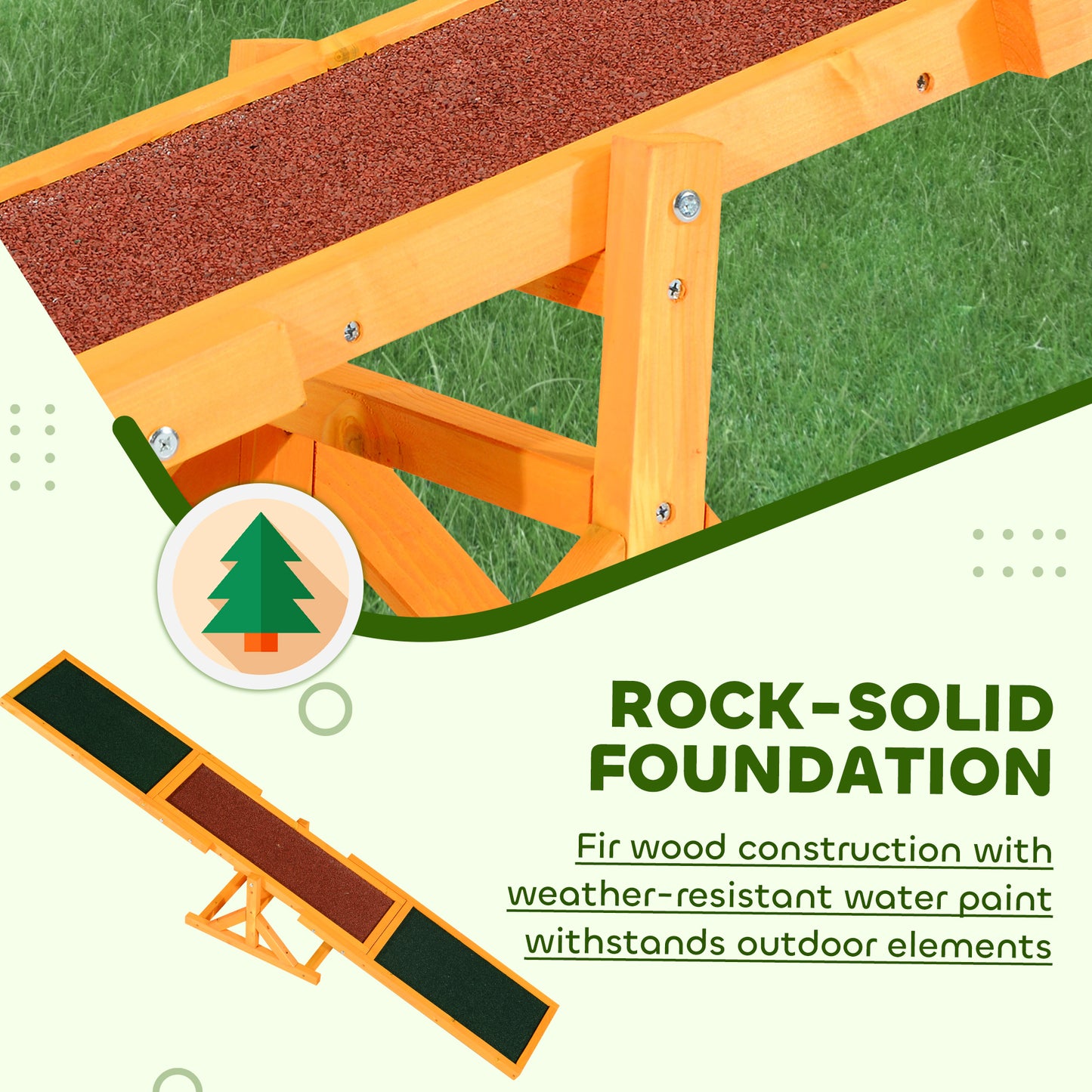 Wood Pet Seesaw Platform Dog Agility Training Equipment Run Game Toy Weather Resistant Pet Supplies Natural