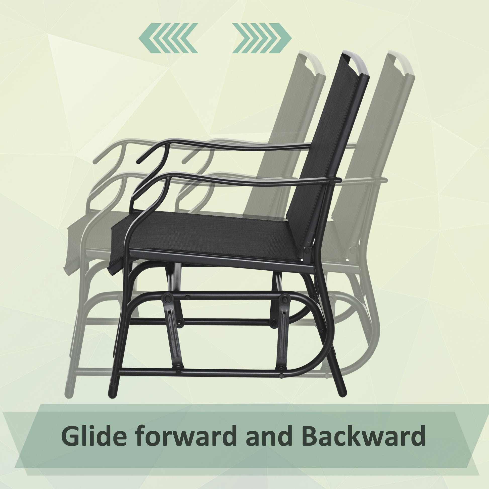 3 Piece Patio Glider Set Outdoor Gliders with Breathable Mesh Seat, Glass Top Table for Garden, Yard, Black