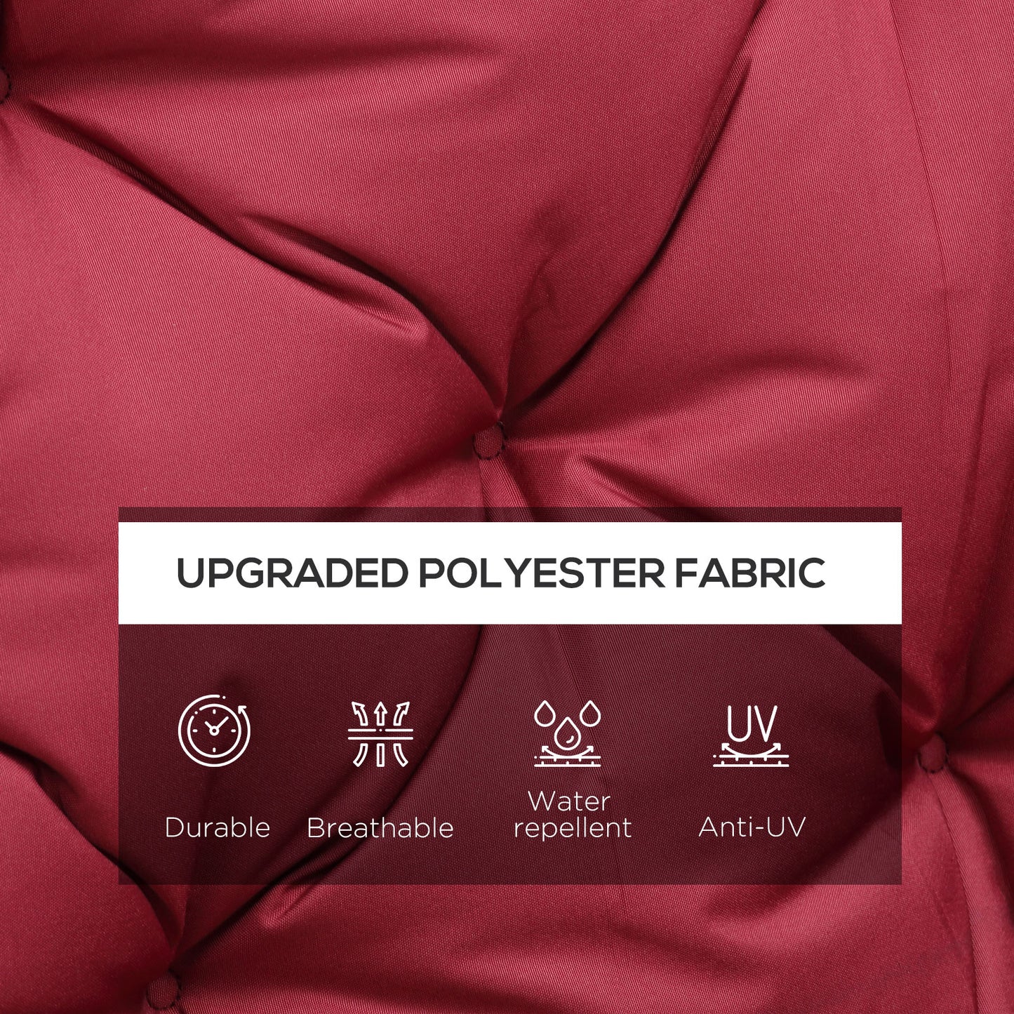 3 Seater Outdoor Swing Cushions with Backrest, Replacement Cushions for Patio Furniture, Wine Red