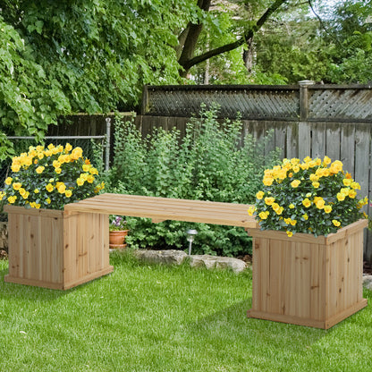 Garden Planter with Raised Garden Bed Bench for Patio Park, 69.25" x 15" x 15.75", Natural