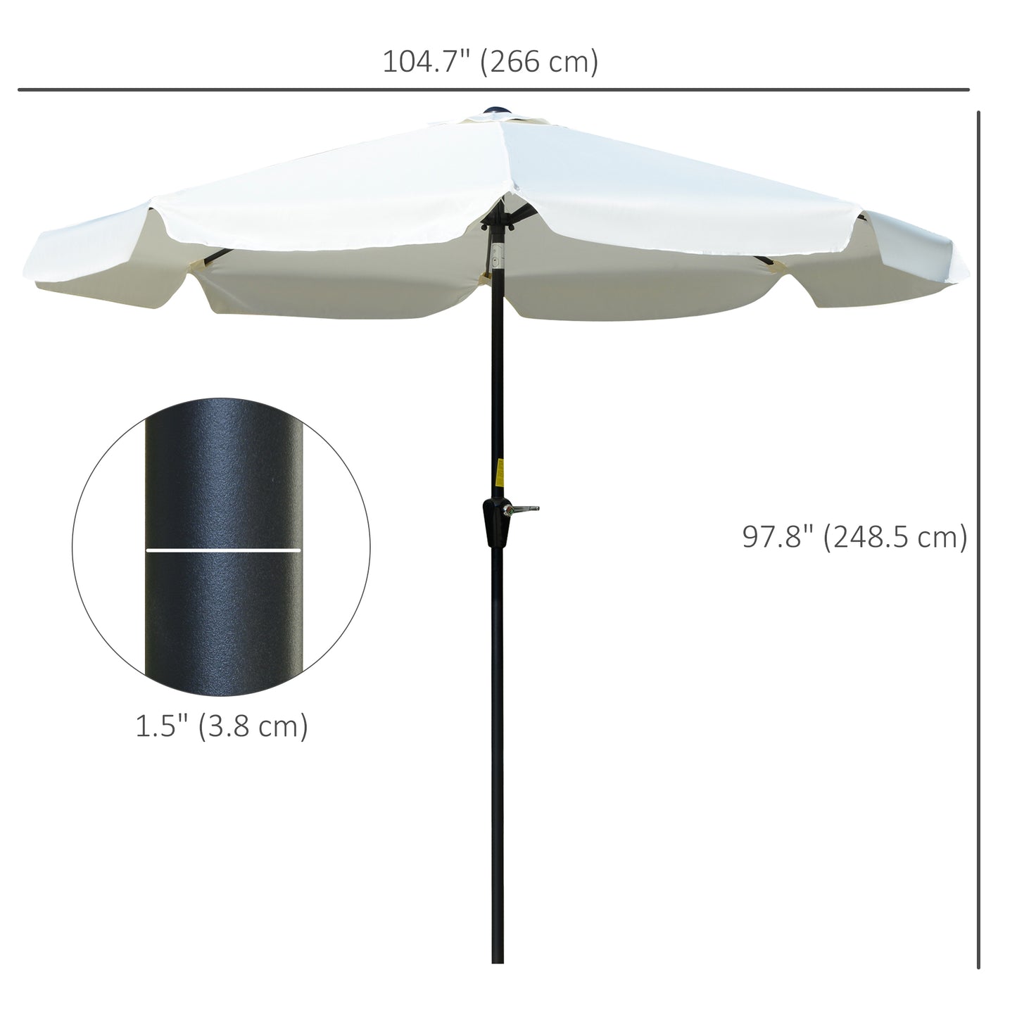 8.5 ft Outdoor Market Table Umbrella, Round Patio Umbrella with Tilt and Crank for Garden, Backyard, Deck, Cream White