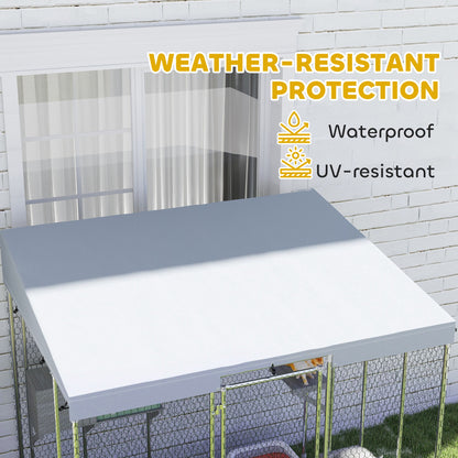 79" L Galvanized Steel Catio Outdoor Cat Enclosure w/ 420D Waterproof Canopy, Multiple Platforms, Resting Condo, Silver