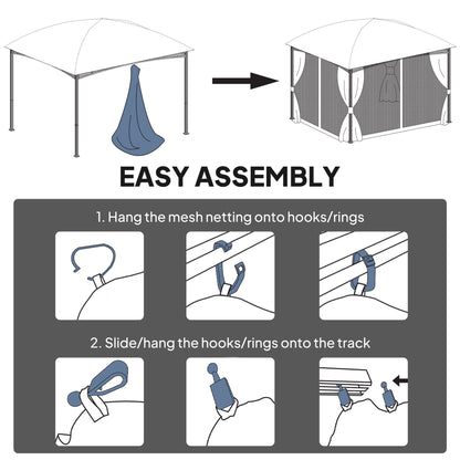 Replacement Mosquito Netting for Gazebo 10' x 12' Black Screen Walls for Canopy with Zippers, Beige