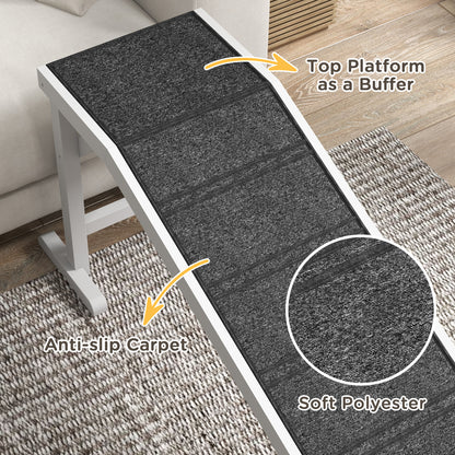 Pet Ramp, Dog Bed Steps with Non-slip Carpet, Top Platform, 74" x 16" x 25", White