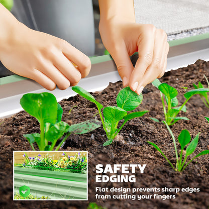 Galvanized Raised Garden Beds, Outdoor Planter Box, Set of 2, for Flowers, Herbs and Vegetables, Light Green