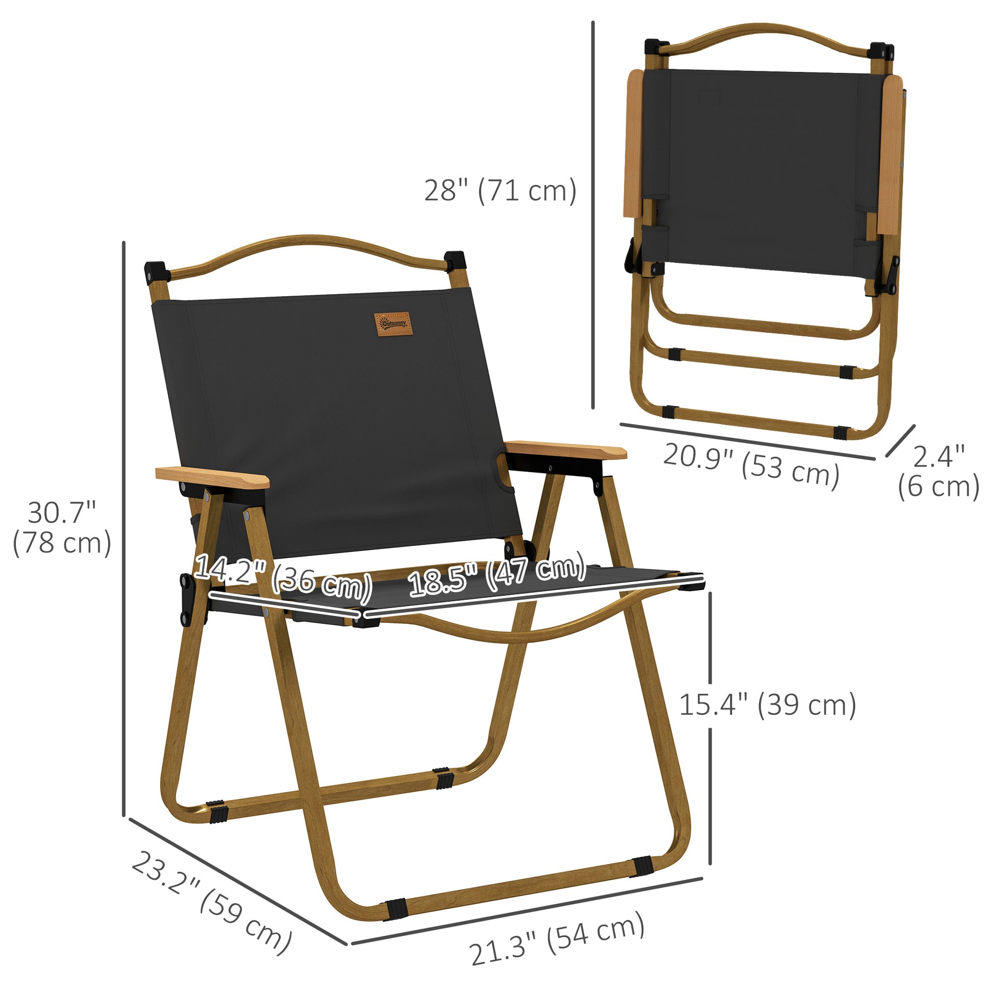 Camping Chair, Lightweight Folding Chair, Portable Armchair, Excellent for Festivals, Fishing, Dark Grey