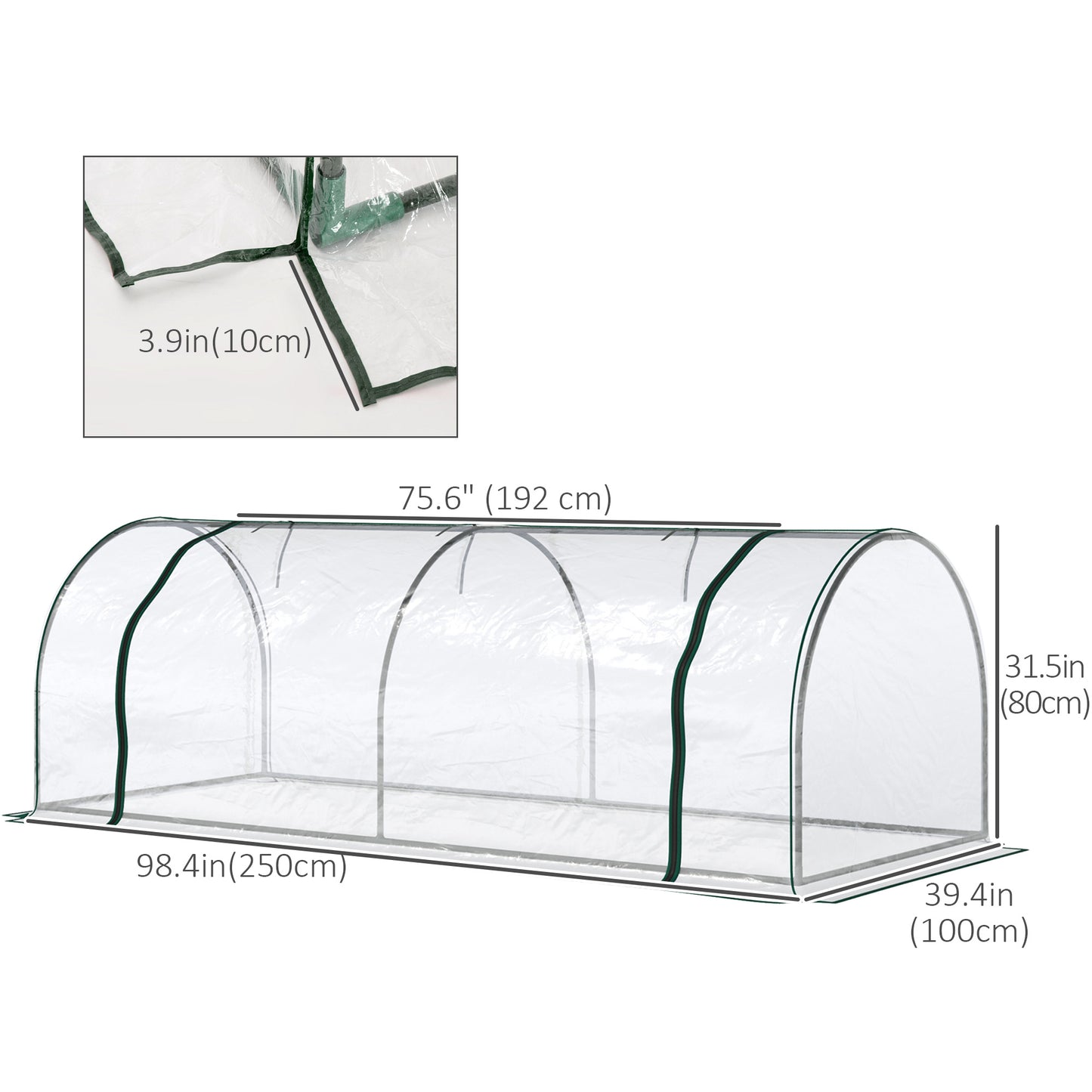 8' x 3' x 2.6' Mini Greenhouse Portable Hot House for Plants with Zippered Doors for Outdoor, Indoor, Garden, Clear