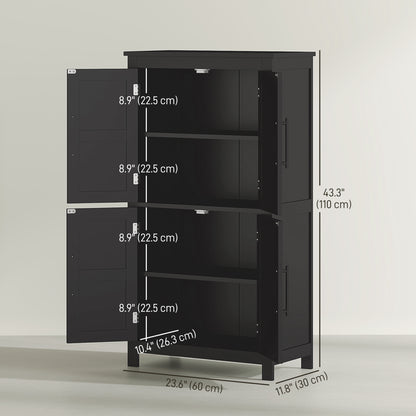 Farmhouse Bathroom Storage Cabinet, Bathroom Floor Cabinet with Barn Doors and Adjustable Shelf, Black