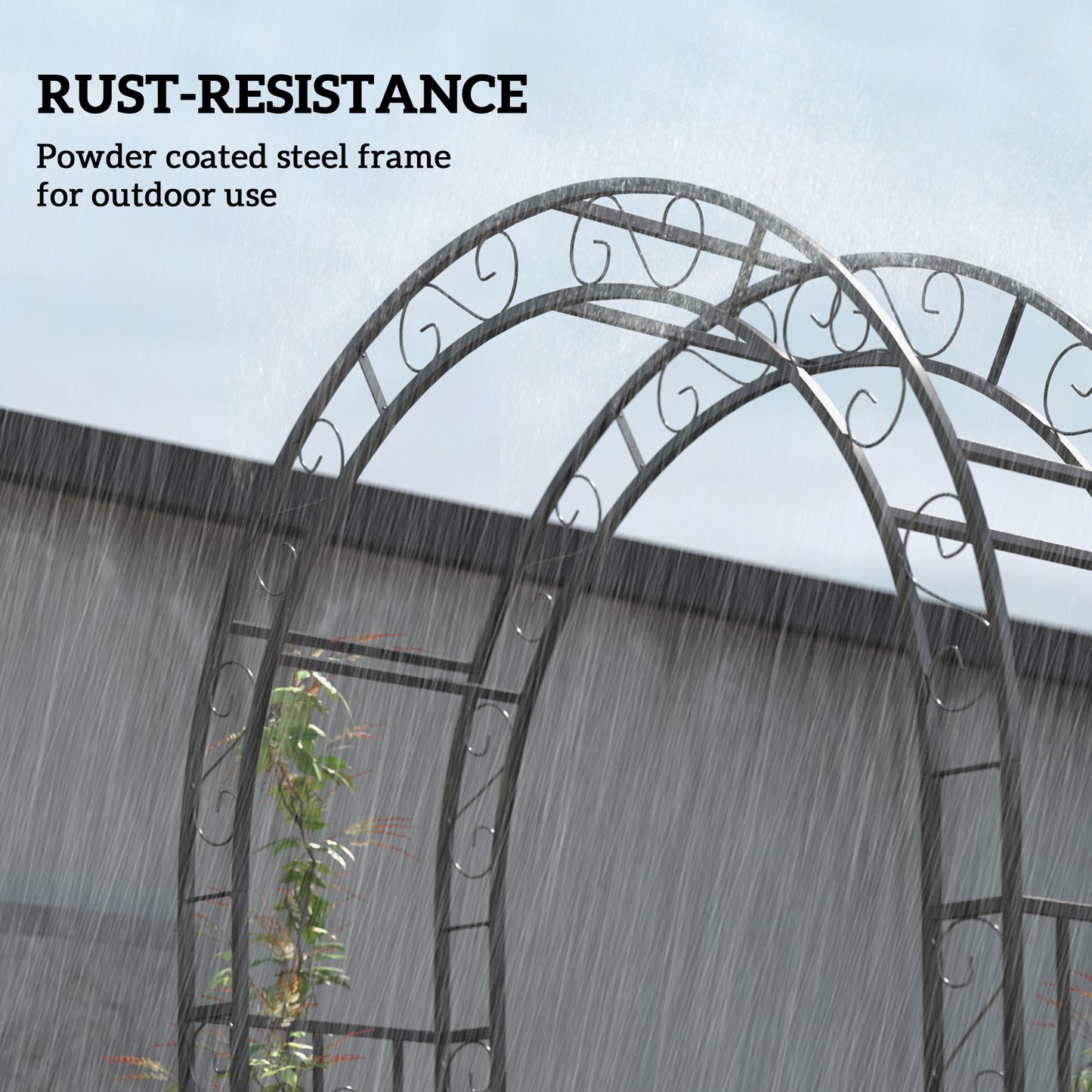 7.4ft Steel Garden Arch with Gate, Garden Arbor Trellis for Climbing Plants, Roses, Vines, Wedding Arch for Outdoor, Garden, Lawn, Backyard, Black
