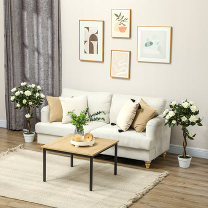 3FT Artificial Plant White Rose Floral Set of 2 in Pot, Fake Plant for Home Indoor Decor