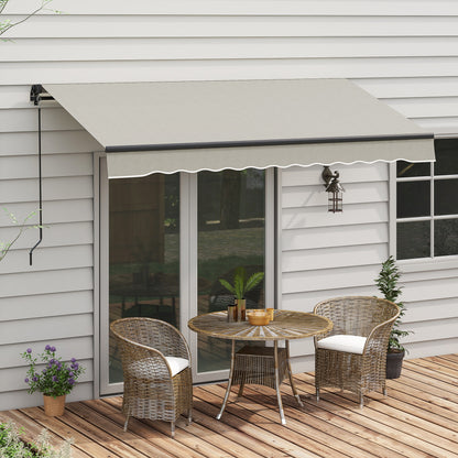 10' x 8' Retractable Awning, 280gsm UV Resistant Sunshade Shelter, for Deck, Balcony, Yard, Light Grey