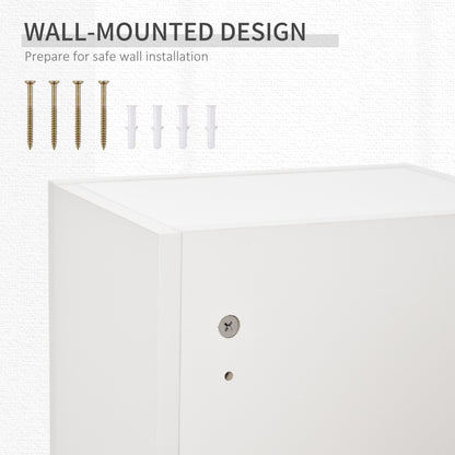 Wall Mount Medicine Cabinet, 5-tier Lockable Bathroom Cabinet with 2 Keys and Adjustable Shelves, White