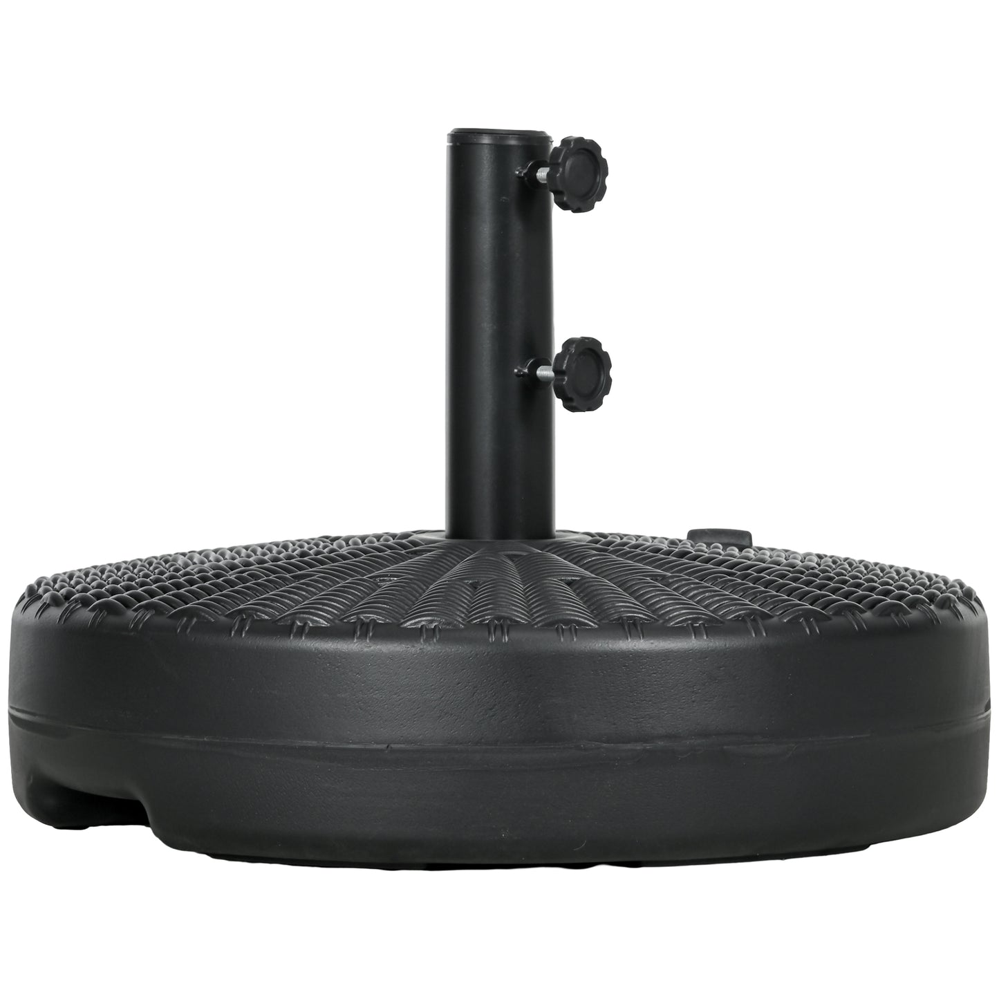 Umbrella Base, Heavy Duty Fillable Base Holder with Steel Pole, Round Parasol Stand for Patio, Outdoor, Backyard, Black