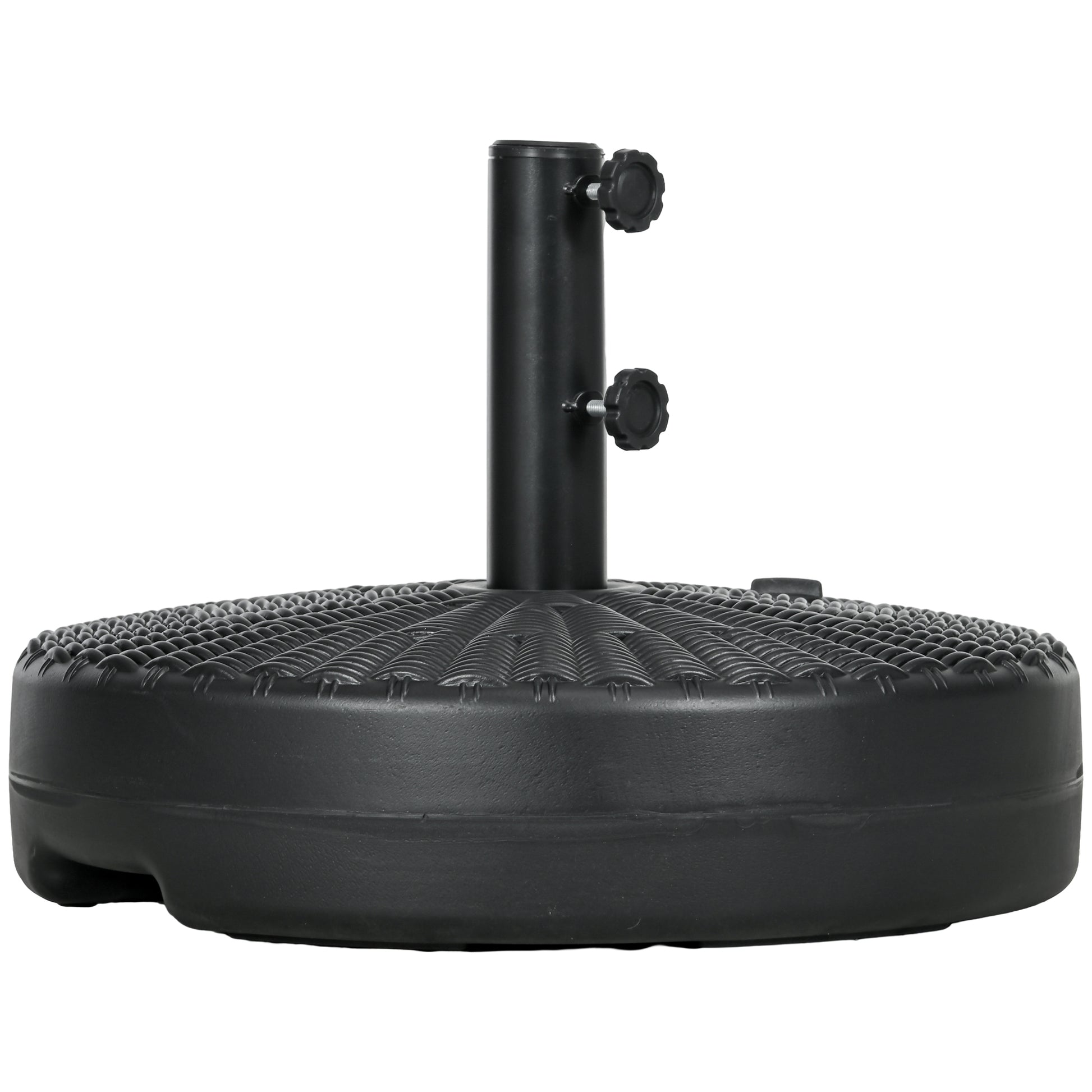 Umbrella Base, Heavy Duty Fillable Base Holder with Steel Pole, Round Parasol Stand for Patio, Outdoor, Backyard, Black